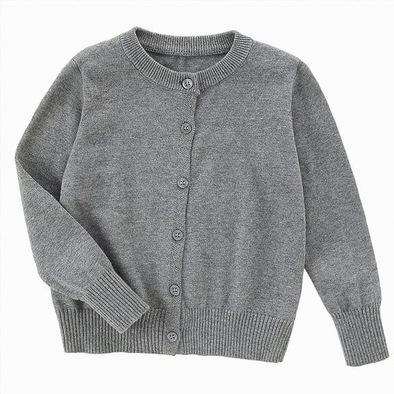 TAmten Boys Girls School Uniform Cardigan Sweater Soft Cotton V-Neck Soft Cotton Knit Outerwear Grey,3-4 Years