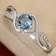 thumbnail image 3 of 925 Sterling Silver Undulating Blue Diamond Sapphire Ring Women Aquamarine Gemstone 14k White Gold Filled Wedding Bridal Band Ring Size 6, 3 of 5