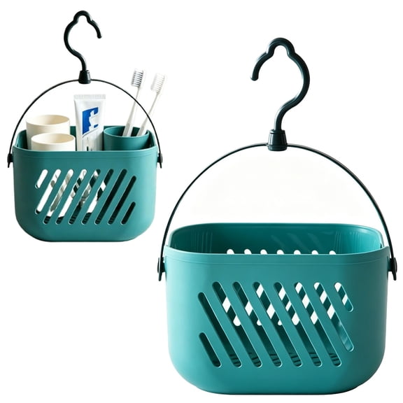 1Pc Plastic Shower Caddy Basket,Hanging Shower Basket,Wall Hanging Storage Basket,Kitchen Organizer with Hooks,Hanging Bathroom Dorm Organizer,Portable Storage Caddy Tote for Garden Tools,Blue