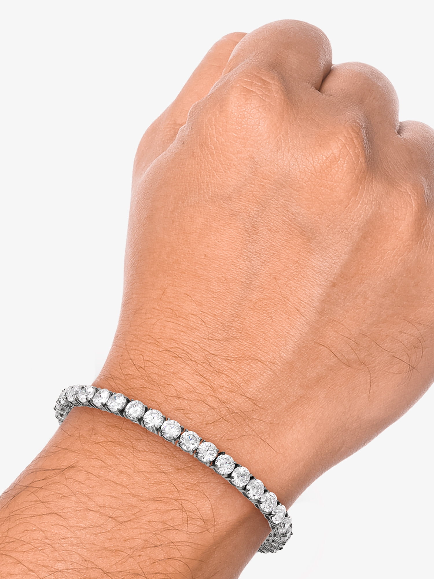 Brilliance Fine Jewelry Men’s Stainless Steel Simulated Diamond 6mm Bracelet, 8.25″