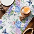 thumbnail image 3 of Watercolor Flowers Table Runner - 48 Inch Long Spring Butterflies Floral Gray Wood Cotton and Linen Blended Dress Scarves Farmhouse Table Runner for Kitchen Dining, Coffee Table, 13" x 48", 3 of 8