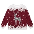 thumbnail image 3 of WhouRiu Little Girl's Christmas Sweatshirt Reindeer Snowflake Prints Long Sleeve Tops Child Xmas Party Cozy Soft Sweatshirts Red,Sized 5-6, 3 of 3