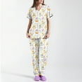 thumbnail image 5 of Scrubs Top For Women，Women's Short-Sleeve Easter Print Nursing Scrubs Set with Pockets，Yellow，XL, 5 of 5