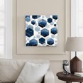 thumbnail image 2 of Wall Art Prints, Navy Blue Marble Framed Canvas Prints for Bedroom Living Room Bathroom Office, Gold White Geometric Hexagon Modern Gallery Wrap Wall Art Poster for Gifts Home Decor 20"x20", 2 of 9