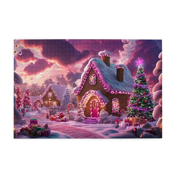 1000 PCS Christmas Candy House Jigsaw Puzzles 1000 Pieces,Unique And Beautiful Design,Classic Holiday Gifts,Exquisite Christmas Candy House Wooden Puzzle 1000 Piece,Funny Gift For Puzzle Enthusiast