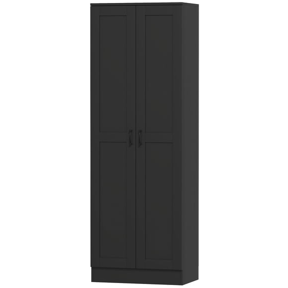 69" Tall Kitchen Pantry Cabinet with Soft Close Doors, Black Melamine Storage Cabinet with Adjustable Shelves for Kitchen, Dining Room, or Living Room, 23.6"W x 14.4"D x 68.9"H
