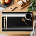 thumbnail image 2 of Black Striped Placemats Set of 4 Black White Stripes Place Mats Table Mats Kitchen Dining Home Outdoor Party Table Decoration, 2 of 9