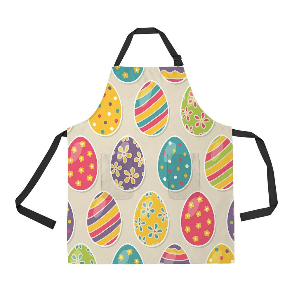ABPHQTO Easter Eggs Apron Home Kitchen Apron with Pockets