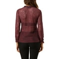 thumbnail image 4 of MODA NOVA Junior's Ruffled Collar Button Down Long Sleeve Lace Shirt Burgundy XL, 4 of 7