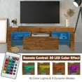 thumbnail image 4 of Entertainment Center for 55 inch TV, Farmhouse TV Cabinet Stand Easy to Assemble, Seizeen Media TV Console with LED RGB Lights, Walnut TV Cabinet with Storage Shelves & Drawer, 4 of 12
