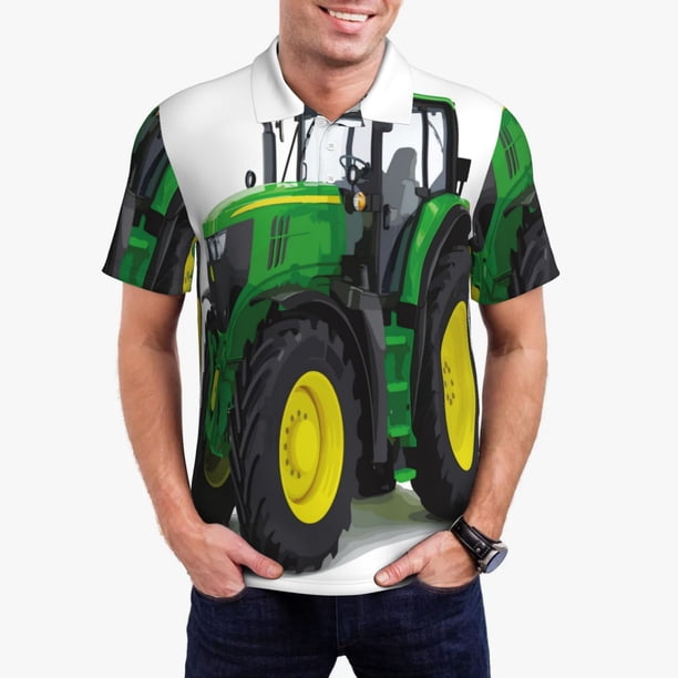 Balery big farm tractor Camisa Polo de Hombre con Estampado, de Manga Corta y Tejido Medio, Camisa Tipo Golf Polo-X-Large