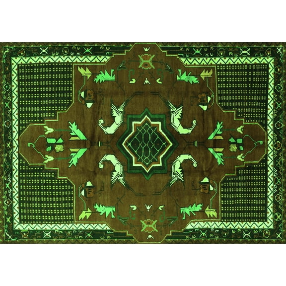 Ahgly Company Indoor Rectangle Persian Green Traditional Area Rugs, 5' x 7'