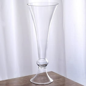 Balsacircle Clear 4 Pcs 20 Tall Glass Curvy Trumpet Vases Wedding