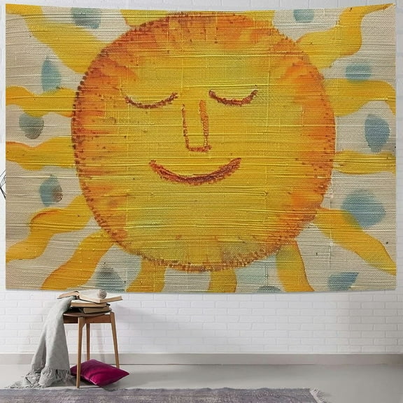 Autua Sun Folk Art Vintage Tapestry Wall Hanging Unique Style Graphic Tapestries Home Decor for Living Room Bedroom Apartment Farmhouse Dorm 40x30inch