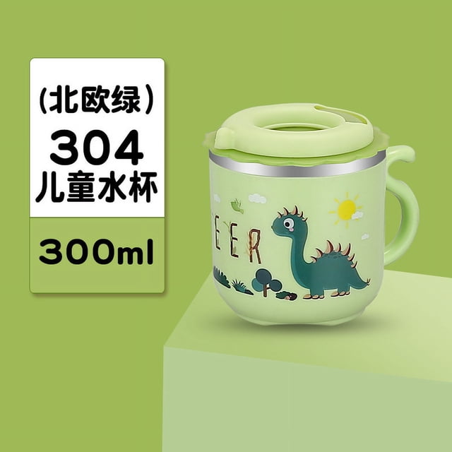 Taza de agua de acero inoxidable 304 con pajita, taza de jardín de infantes, taza de leche linda de doble capa para niños, regalo de pato amarillo pequeño