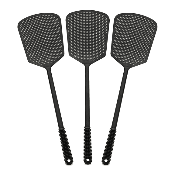 unfmouf Fly Swatters 3 pack - Begonia Heavy Duty Thick Fly Swatter, Bigger Paddle, Black, Easy to Clean, Comfortable Grip