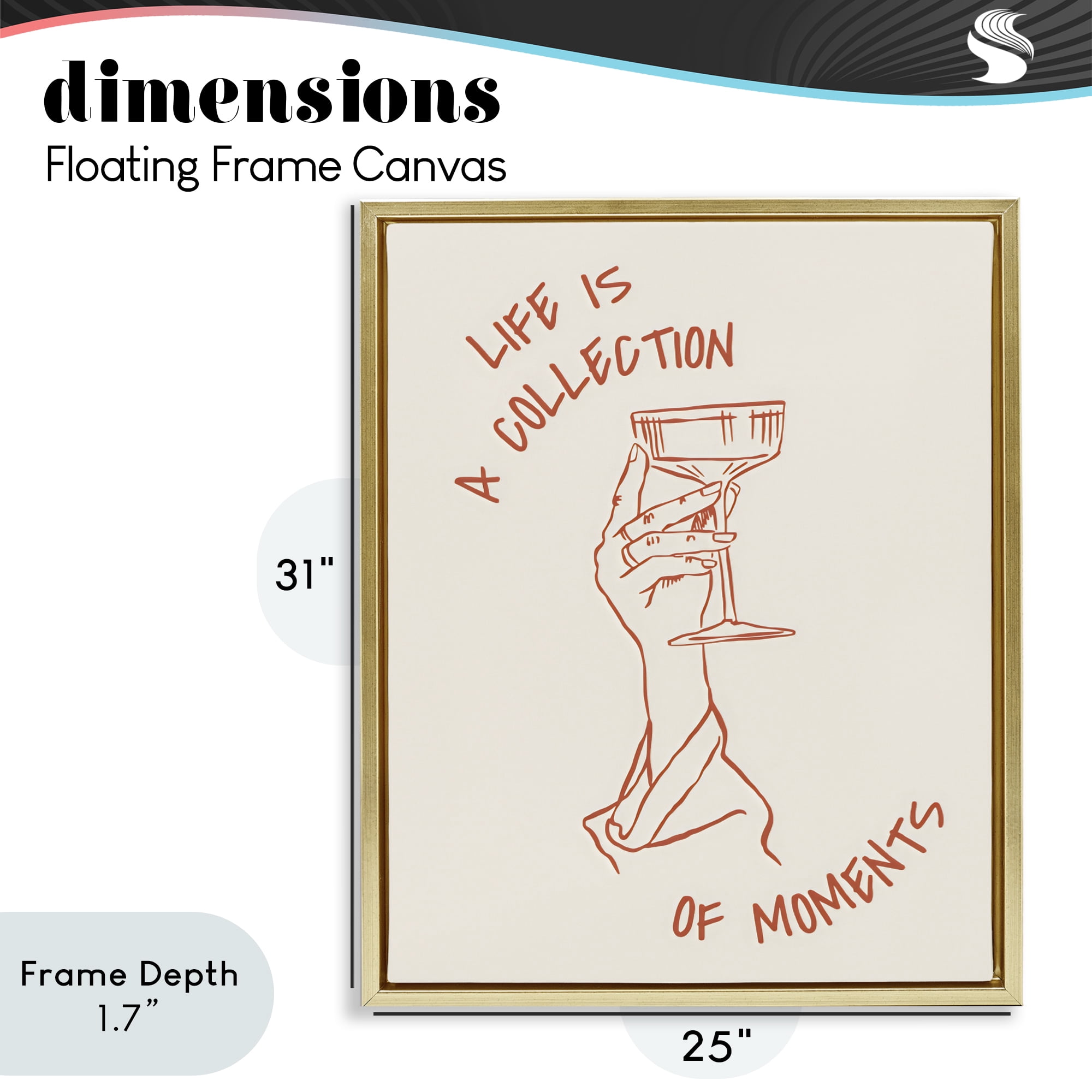 Stupell Industries Life Is A Collection of Moments Toast Gold Framed Floater Canvas Wall Art, design by The Prints Vibe
