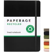 Paperage Recycled Lined Journal, (Black), 160 Pages, Hardcover, 5.7" x 8"