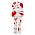 thumbnail image 4 of Levmjia Womens Pajama Set Fashion Printed Round Neck Long Sleeve Pants Winter Sleepwear Casual Soft Comfortable Two Piece Set Valentine Home Relaxation Sleep, 4 of 6