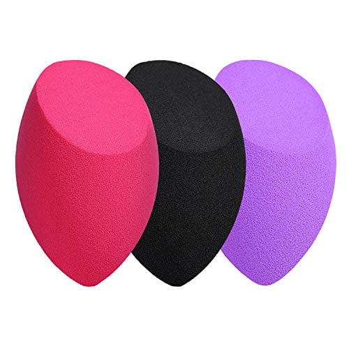 Makeup Sponges, Larbois 3-Pack Blender Beauty Foundation Blending Sponge, Professional Beauty Makeup Set for Dry & Wet Use (Oblique, Red+Black+Purple)