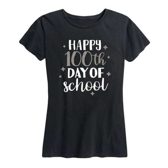 Instant Message - Happy 100Th Day Of School Sparkle Teacher Shirt - Women's Short Sleeve Graphic T-Shirt
