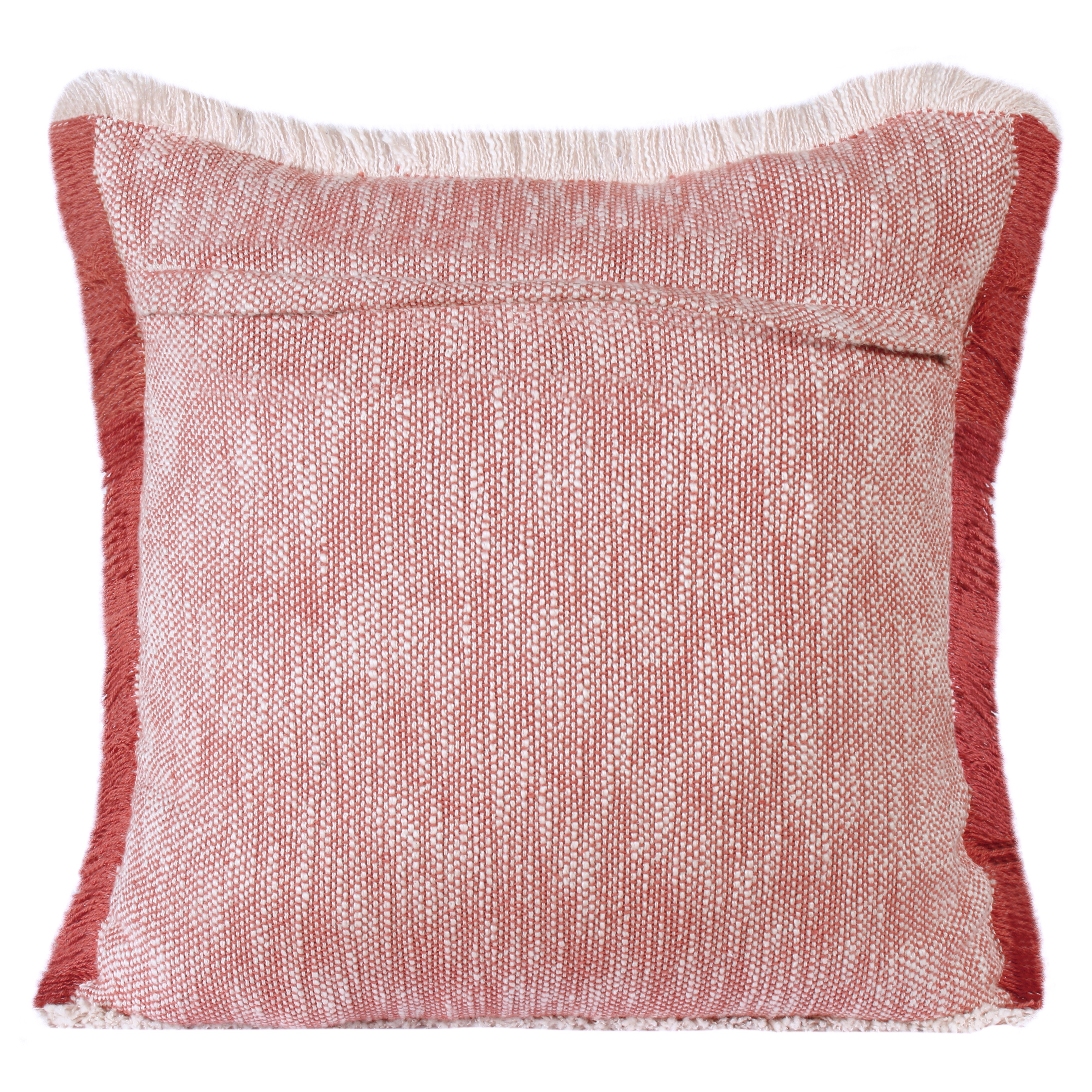 Ox Bay Bennett 20" x 20" Red/Ivory Solid Fringed Cotton Adult Decorative Throw Pillow Cover