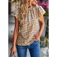 thumbnail image 4 of Purcoar Women's Floral Ruffled Short Sleeve Tops Round Neck Casual Blouses, 4 of 8
