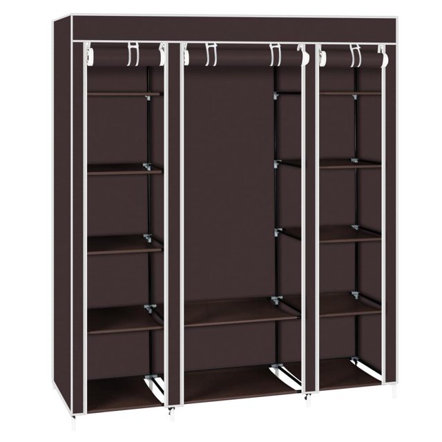 GoDecor 5 Tier Heavy Duty Portable Closet Wardrobe Clothes Rack Storage Organizer Shelf
