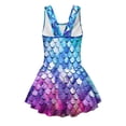 thumbnail image 5 of COEQINE Girls One Piece Swimsuit with Attached Liner, Scoop Neck V-Back Swim Dress for Swim Lessons, Polyester Spandex Bathing Suit for Girls 3-4 Year Olds, Mermaid Scales Blue Purple, 5 of 8