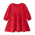thumbnail image 2 of Vividxx Girls Dresses Long Sleeve Fall Dress Ruffle A-Line Cute Casual Dress Solid Color Daily Wear Party 7-8 Years, 2 of 5