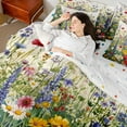 thumbnail image 4 of Erosebridal Chic Florals Bedding Sets Twin Size,Natrue Botanical Flower Comforter Sets with Sheets,Spring Garden Blossoms Bed in a Bag Twin Size, Breathable Bedroom Decorative Reversible,7-Piece, 4 of 6
