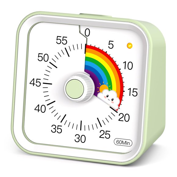 Infpokid Temporizador Visual Para Niños Con Función De Pausa Lindo Temporizador Silencioso Con Arco Iris Para Aula Enseñanza Tarea Cocina 60 Minutos Cuenta Regresiva Gestión Del Tiempo Para Tdah (Arco