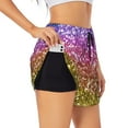 thumbnail image 2 of Disketp Glitter Rainbow Print Women's Shorts Workout Shorts for Athletic Gym Running Shorts with Phone Pockets Large, 2 of 8