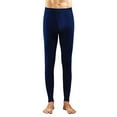 thumbnail image 3 of BiZtdJrK Winter Leggings for Men Lightweight Soft Stretch Slim Fit Yoga Pants Solid Color Long Johns Big and Tall Underwear, Navy, XL, 3 of 4