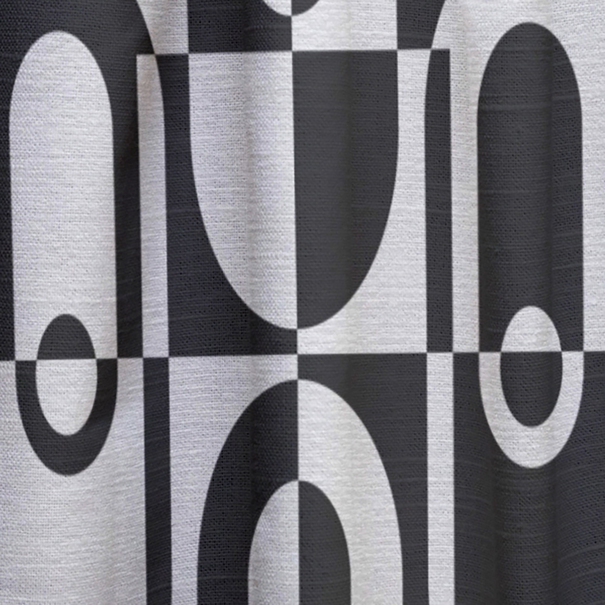 Designart 'Black and White Geometric Pattern VIII' Mid-Century Modern Curtain Panel