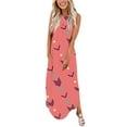 thumbnail image 1 of Birdeem Robe Longue Décontractée Sans Manches à Col en V Imprimée Ample pour Femmes + Poche, 1 of 5