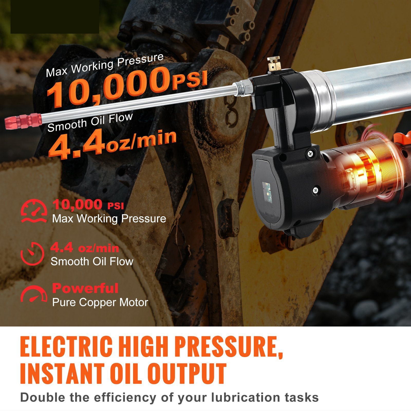 Cordless Grease Gun 20V 10000 PSI, Electric Grease Gun Kit with 39" Hose, 2 Batteries & Charger, Professional High Pressure Battery Powered Grease Gun, Black