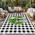 thumbnail image 2 of Welcome Bow Knot Wreath Outdoor Rug for Patio/Deck/Porch, Non-Slip Large Area Rug 4 x 6 Ft, Summer Flowers Black Gray Plaid Indoor Outdoor Rugs Washable Area Rugs, Camping Rug Carpet Runner, 2 of 8