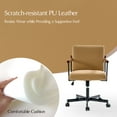thumbnail image 7 of Faux Leather Adjustable Office Chair Swivel Rocking Desk Chair with Solid Wood Round Arm Camel, 7 of 7