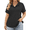Black, variant on Women V Neck Collared Polo Tops, Short Sleeve Casual Shirts, Plus Size Available in 5X