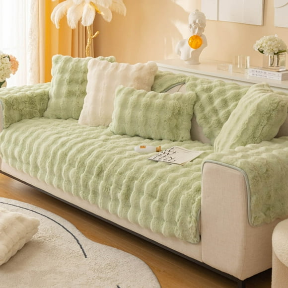 UsRHHA Thick Non-Slip Sofa Cushion Cover 70x210cm, Super Soft Faux Fur Couch Protector, Reversible Furniture Slipcover