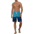 thumbnail image 2 of NOMADIC NOOK Men's Color Block Stripes Pattern Drawstring Waist Swimwear Shorts 2 Pack, 2 of 5