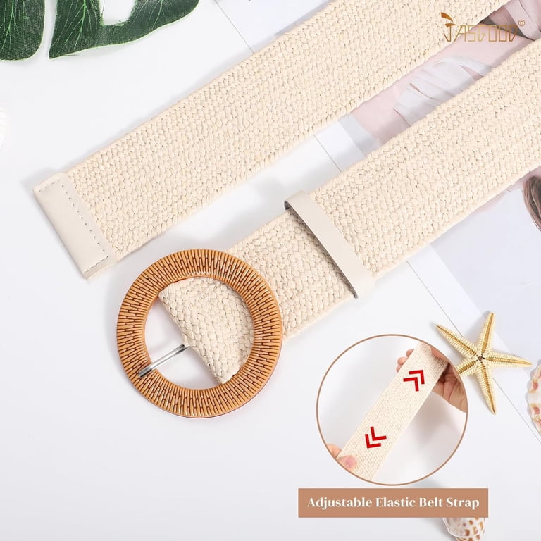 Straw Woven Elastic Stretch Belts for Women, Ladies Wide  display picture 2