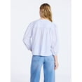 thumbnail image 4 of Free Assembly Women's Shirred Cotton Button Down Blouse with Long Sleeves, Sizes XS-XXL, 4 of 6