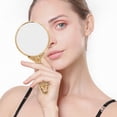 thumbnail image 4 of Shisuyan 1Pc Carved Retro Handle Mirror Portable Mirror Woman Makeup Mirror (Rose Gold), 4 of 8