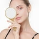 thumbnail image 3 of Espejo de maquillaje portátil para mujer con asa tallada estilo retro (oro rosa), 3 of 7