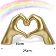 thumbnail image 2 of Gold Heart Hands Sculpture Decor, Resin Golden Modern Abstract Love Finger Statue, Gold Hand Model Decoration for Home Living Room Bedroom Bookshelf Shelves Wedding Office Desk Table - Gold, 2 of 5