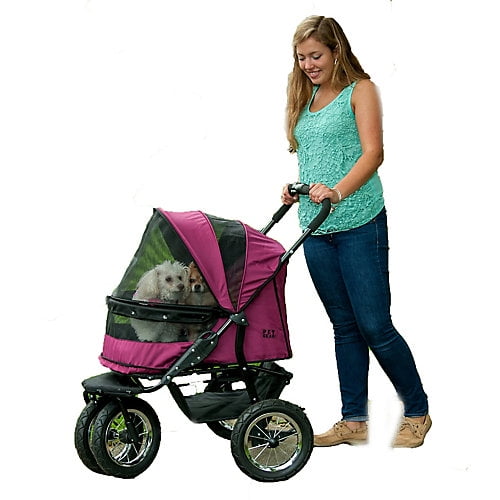 What is especially unique about this stroller is that it's designed with no zippers. pet gear no zip double pet stroller boysenberry