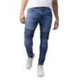thumbnail image 2 of RAW X Men's Skinny Fit Biker Jean, Comfy Flex Stretch Moto Wash Denim Jeans Pants, Medium Blue, 32W X 32L, 2 of 9