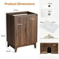 thumbnail image 4 of Ktaxon Fluted 24'' Bathroom Vanity Set with Sink Ceramic Top & U - shaped Shelf, Walnut (Split Two Packages for Delivery), 4 of 9